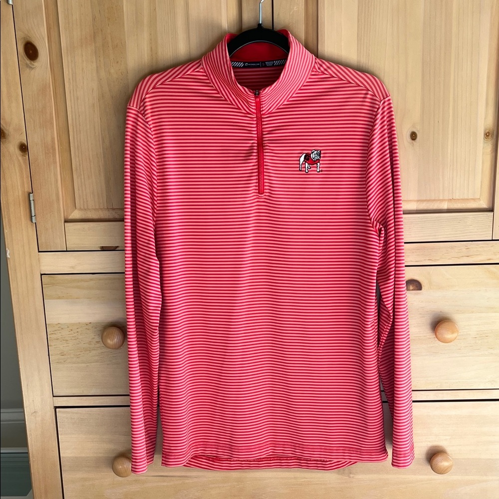 Southern Tide Georgia Bulldogs Striped Quarter Zip Pullover.  Mens Small.